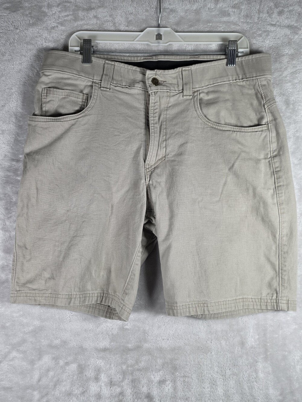 Origin Maine Tan Shorts Mens Sze 34 Canvas Casual Stretch Workwear Pockets 8.5"
